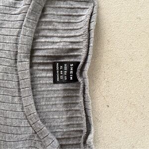 SHEIN Heather Gray Ribbed Knit Top